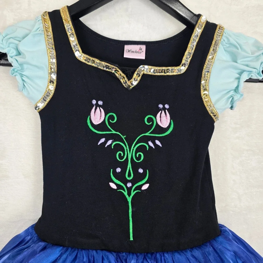 Wenchoice Toddler Medium black Blue Floral Sequin Tutu Ballerina Costume Dress